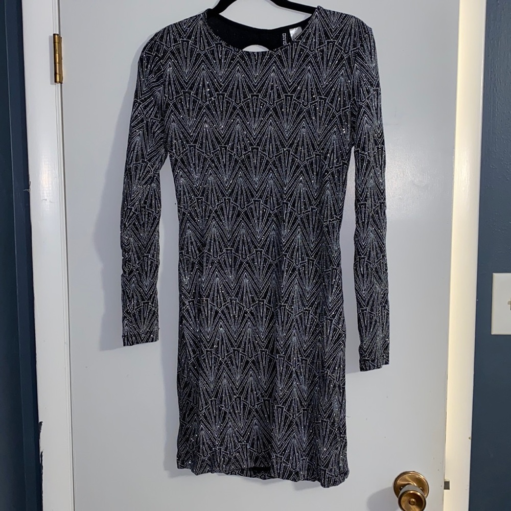 Sparkly, open-back, black/silver dress - PERFECT FOR VALENTINES DAY!